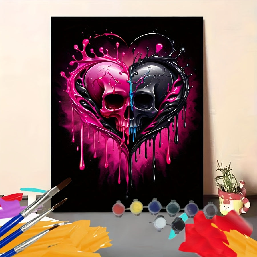 DIY Paint by Numbers Kit Heart Skull Ideal Gift for Home Wall Decor