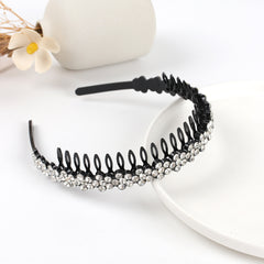 Wave Rhinestone Headband with Crystal Pearl Decoration