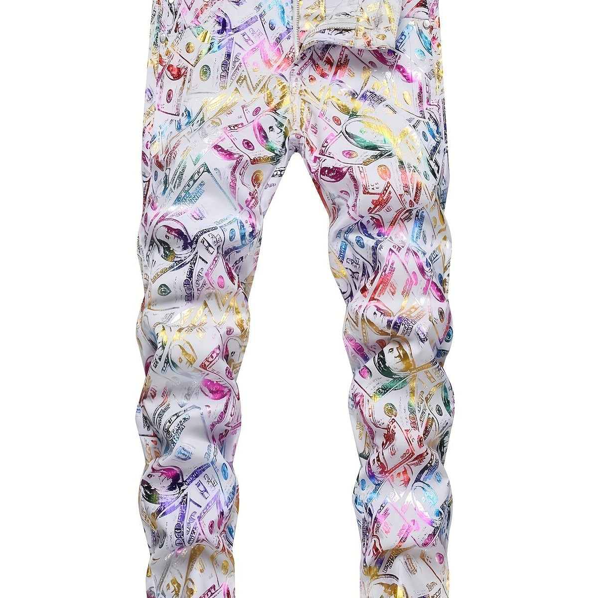 Boys Colorful Pattern Jeans Skinny Slim Fit Washed Denim Long Pants Kids