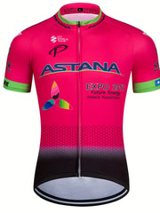Quick Dry Cycling Jersey with Rear Pocket & Letter Print