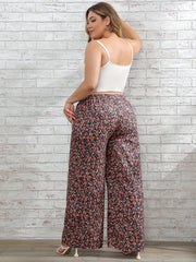  Floral Print High Rise Wide Leg Trousers