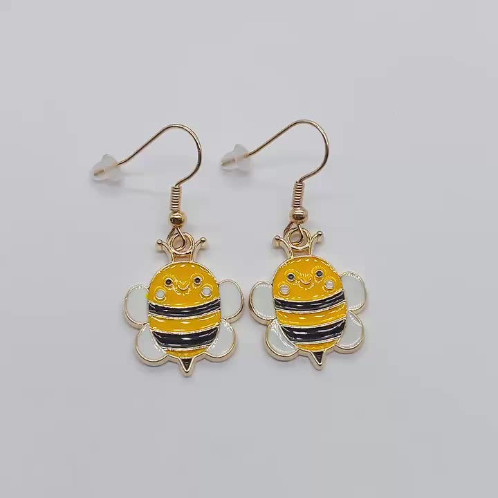 Cartoon Bee Image Stud Earrings for Women