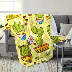 Cactus Print Blanket for Bed or Sofa
