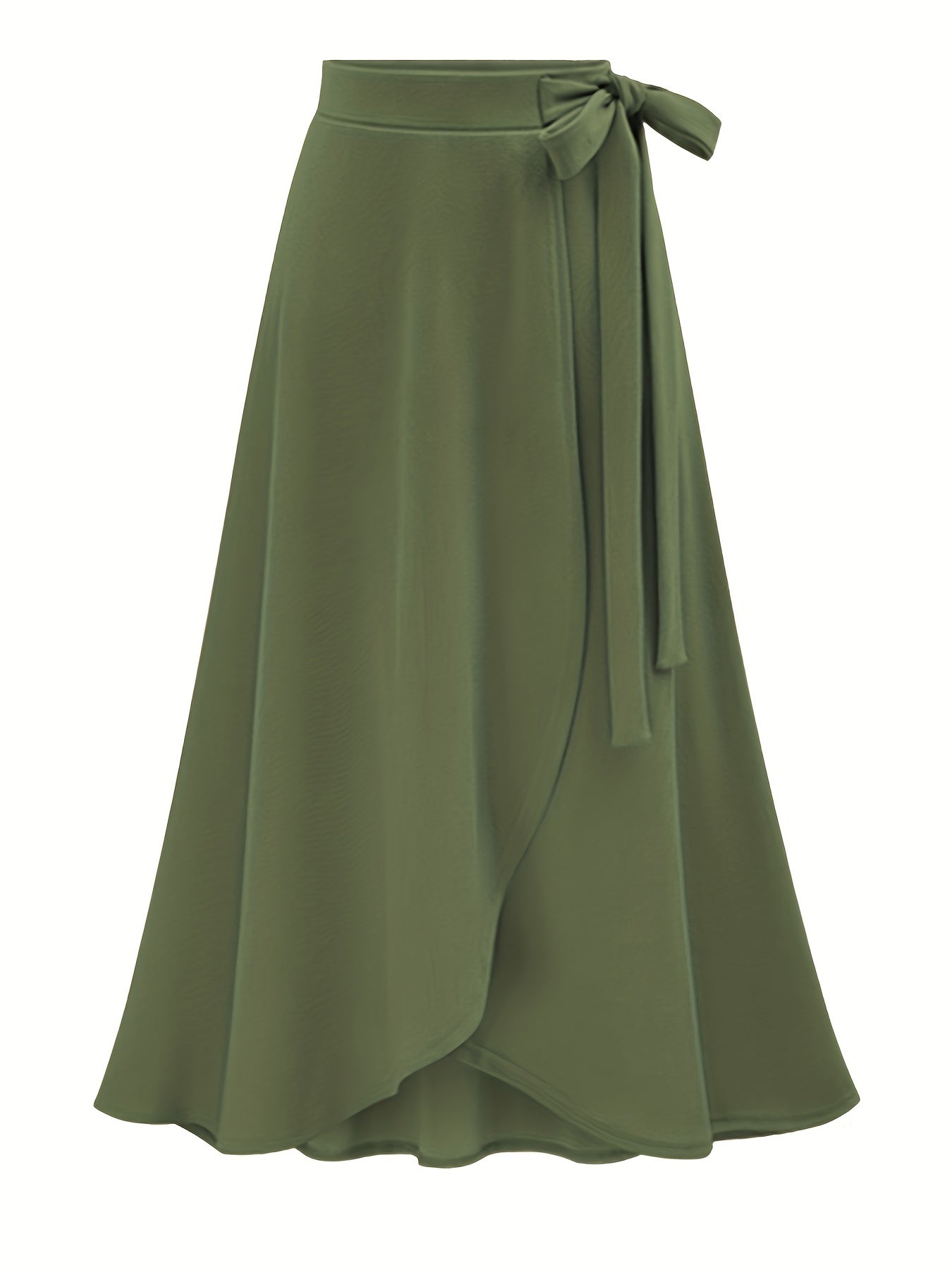  Solid Side Knot Layered Maxi Skirt with Slight Stretch