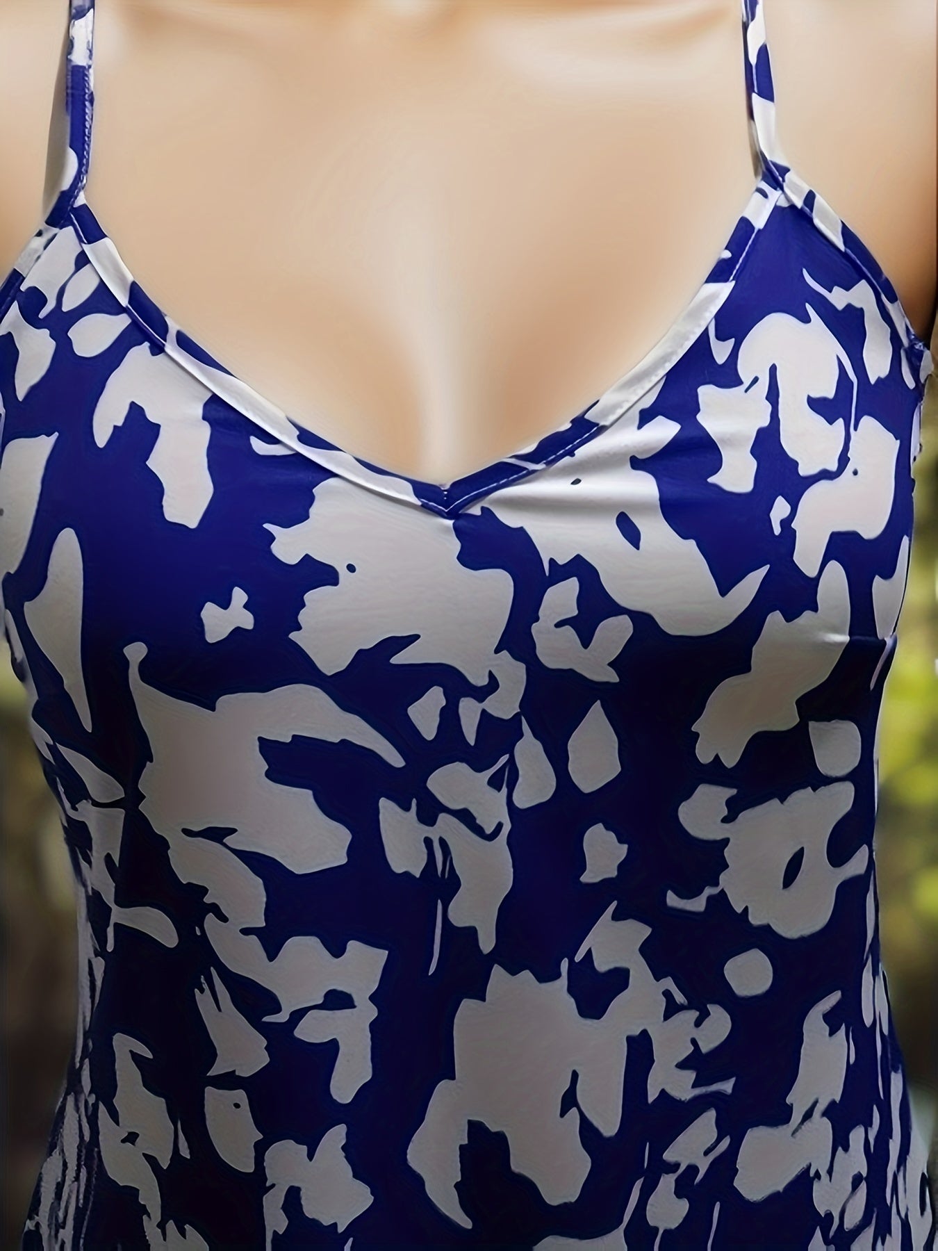  Tropical Print V Neck Maxi Cami Dress