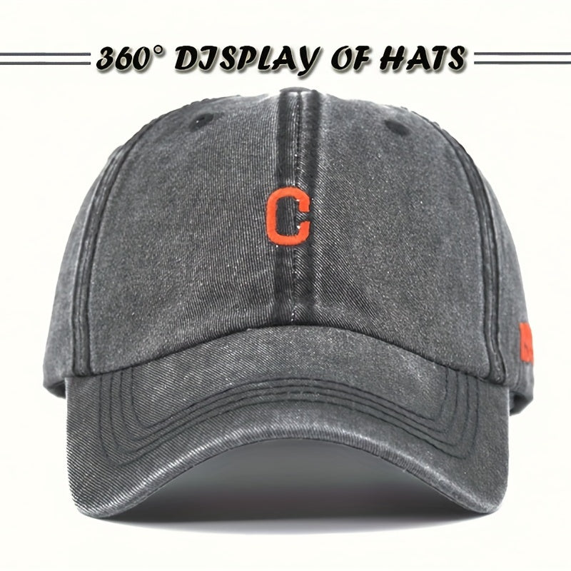 Distressed C Embroidered Sun Hat Baseball Cap