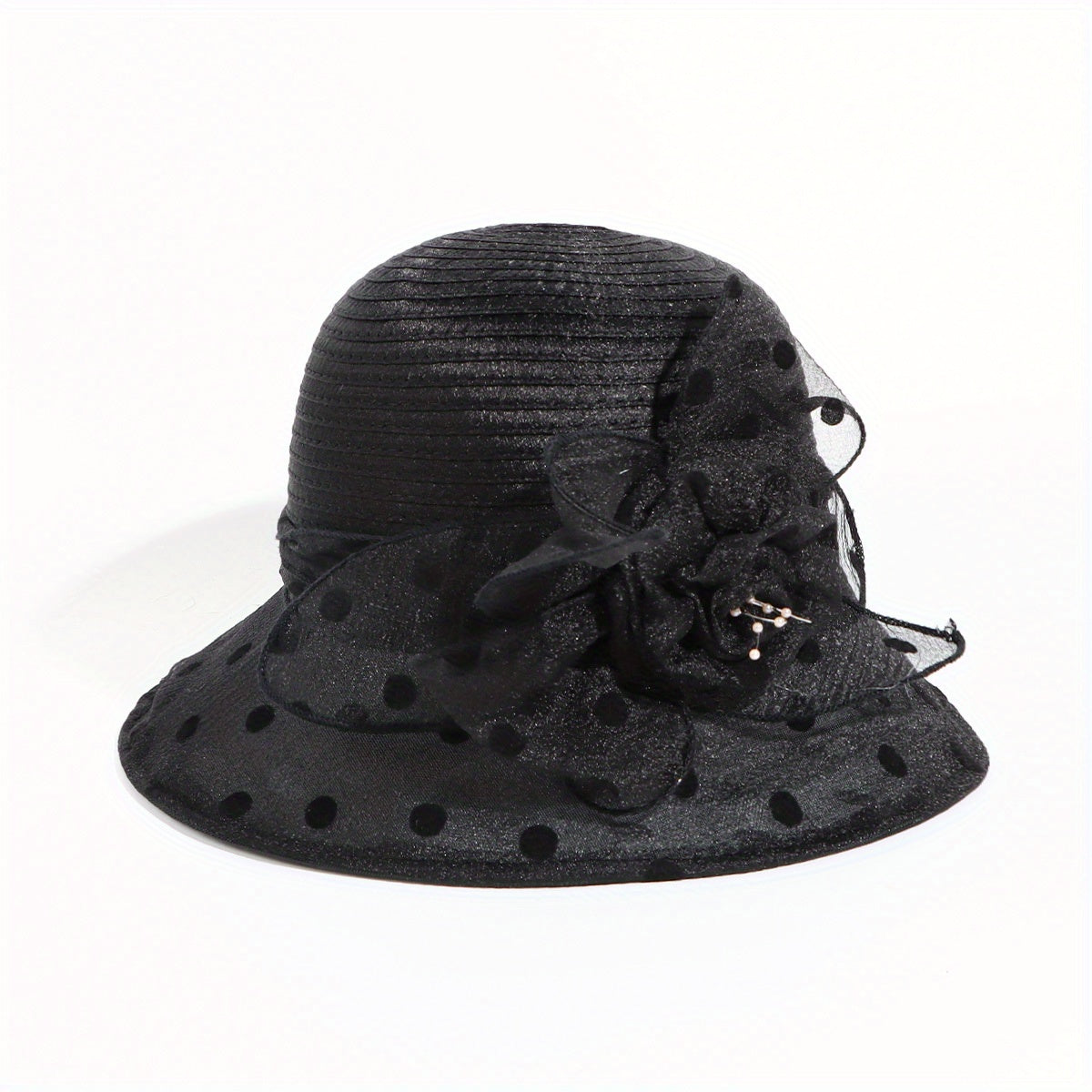 Polka Dot Print Bucket Hat Mesh Breathable Sun Hat for Women