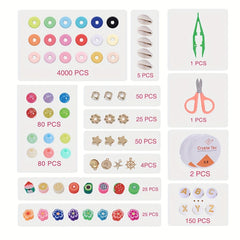 Clay Bead Bracelet Kit - Polymer & Stone Beads, Pendant
