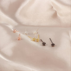 Small Floral Stud Earrings in Golden and Silver