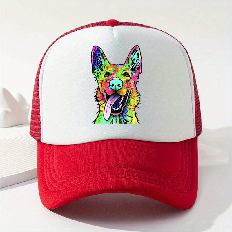 Y2K Rainbow Wolf Baseball Cap Mesh Trucker Dad Hat for Women