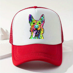 Y2K Rainbow Wolf Baseball Cap Mesh Trucker Dad Hat for Women