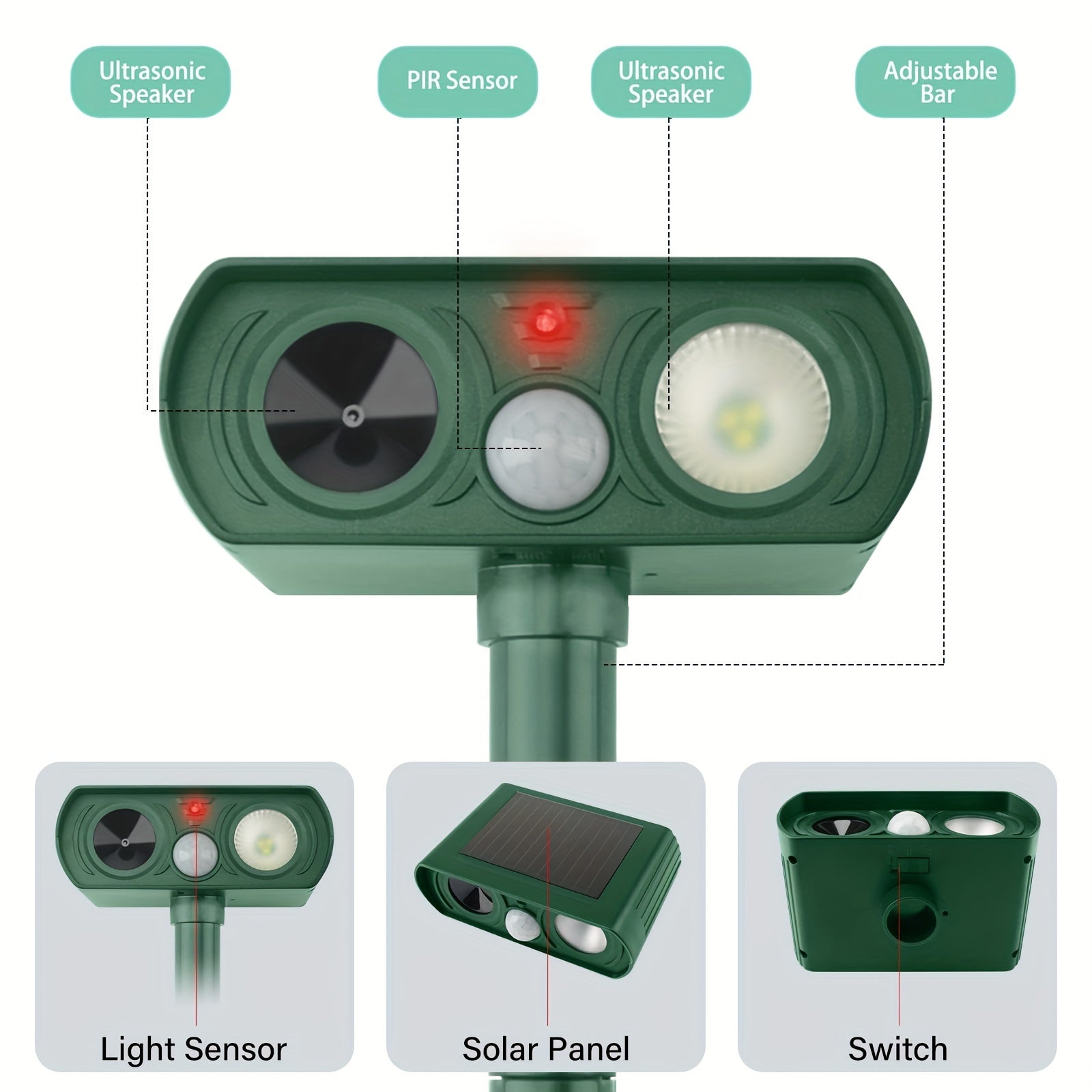 Solar Animal Repeller Ultrasonic Outdoor Mole Repellent