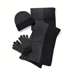 Jacquard Touch Screen Gloves Beanie Hat Scarf Set