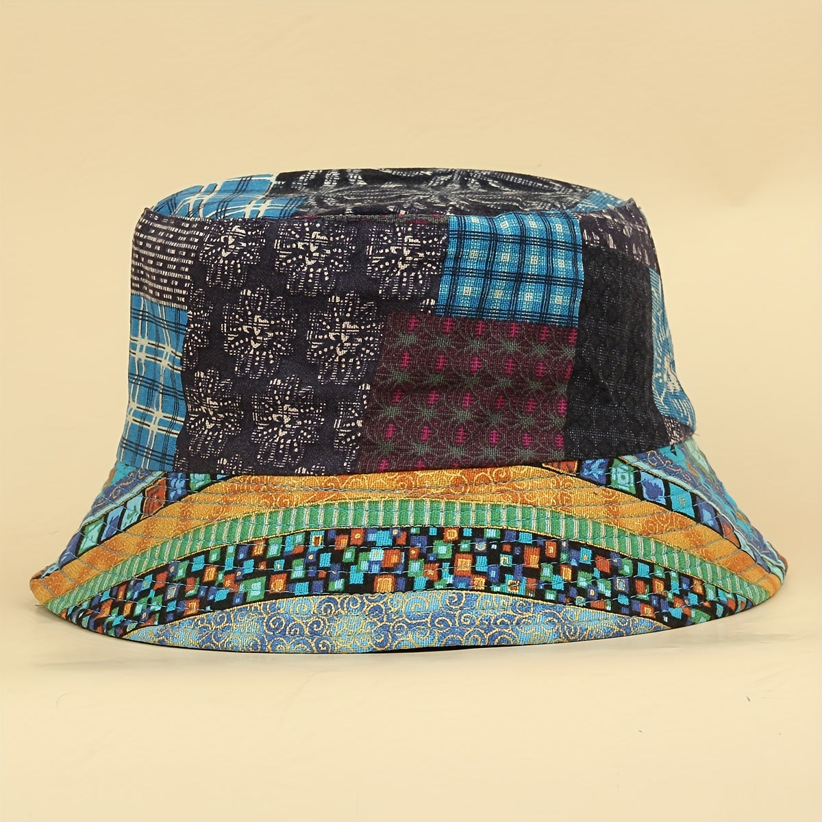 Boho Print Reversible Bucket Hat Vintage Stitching Lightweight Basin Hats