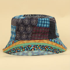 Boho Print Reversible Bucket Hat Vintage Stitching Lightweight Basin Hats