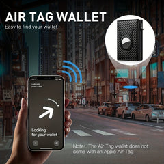 Men's Carbon Fiber Magnetic Card Holder Airtag Leather RFID Zipper Coin Purse