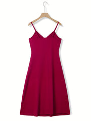 Lace Slip Lounge Dress V Neck Ribbed Home Dress Women's Loungewear
