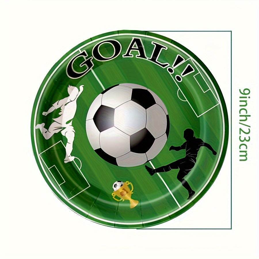Soccer Birthday Party Decoration Set: Tablecloth, Paper Plates, Cups, Napkins