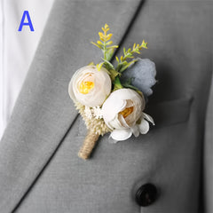 Floral Boutonniere Set for Bride and Groom - Perfect for Wedding
