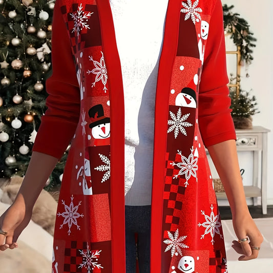 Christmas Casual Cardigan Women's Plus Graphic Print