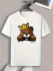 Bear Print Men's Graphic T shirt Casual Comfy Tees For Summer