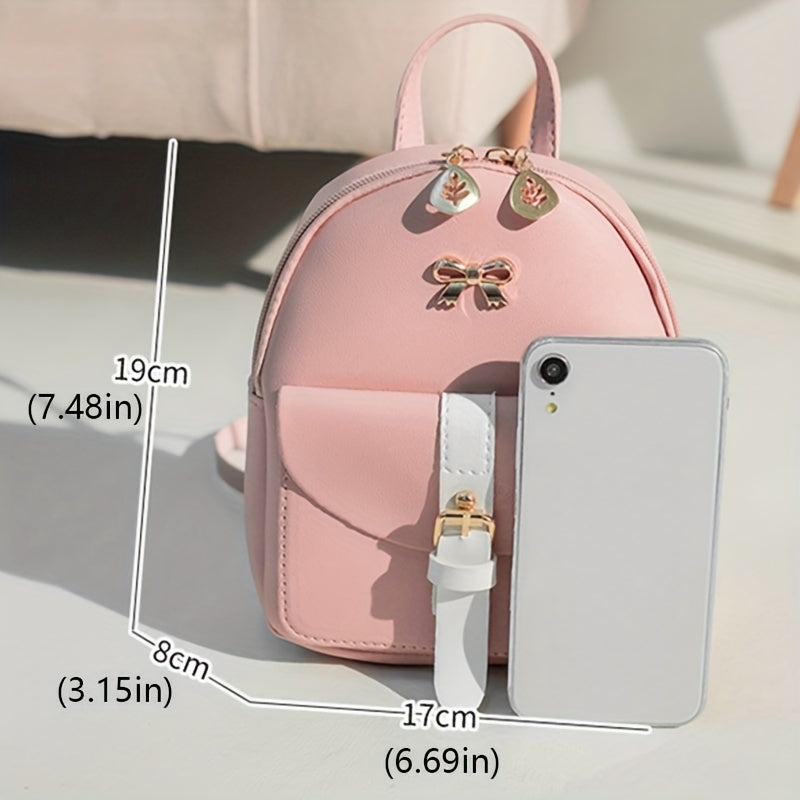 Sweet Bow Girls Children's Backpack PU Leather Bag