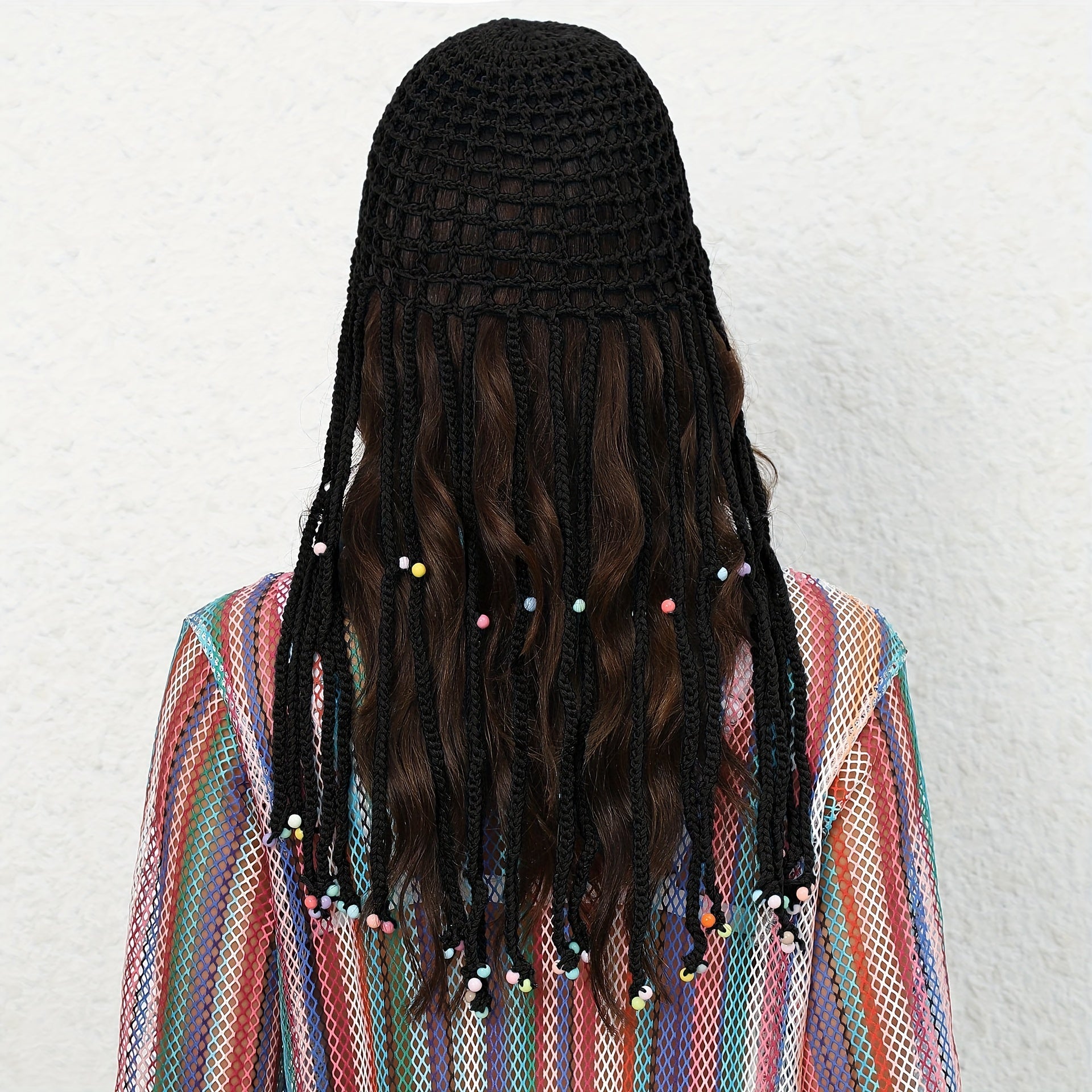 Hollow Woven Crochet Y2K Beanie Cap with Tassel