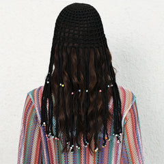 Hollow Woven Crochet Y2K Beanie Cap with Tassel