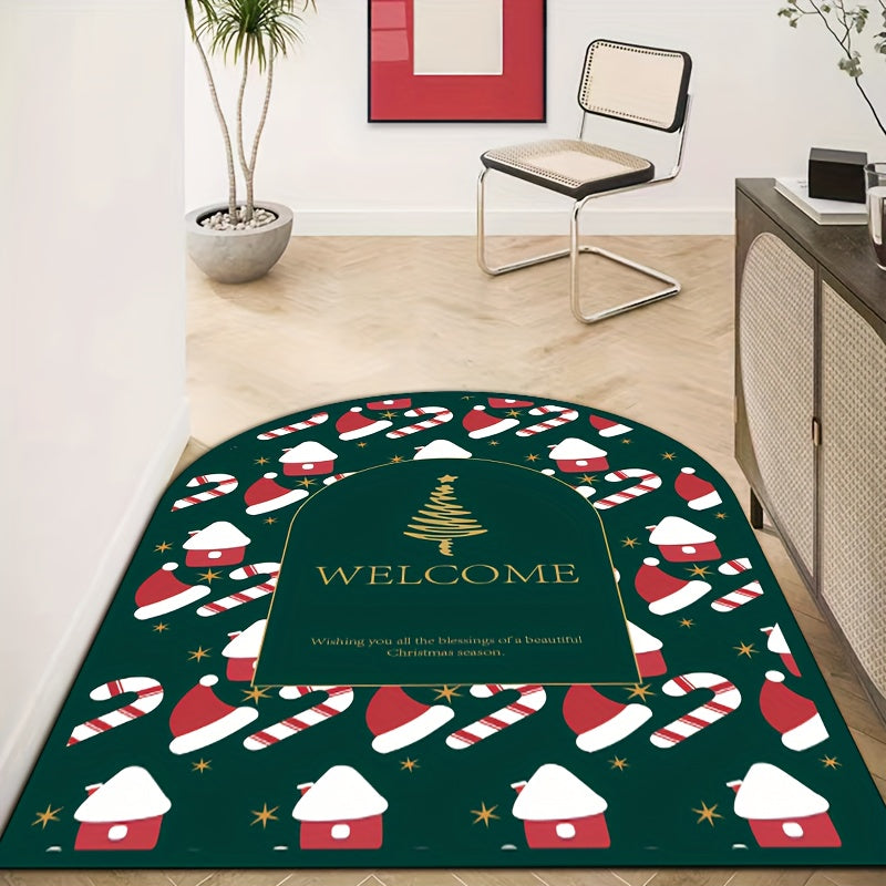Christmas Pattern Rubber Fabric Non-slip Rug