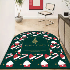 Christmas Pattern Rubber Fabric Non-slip Rug