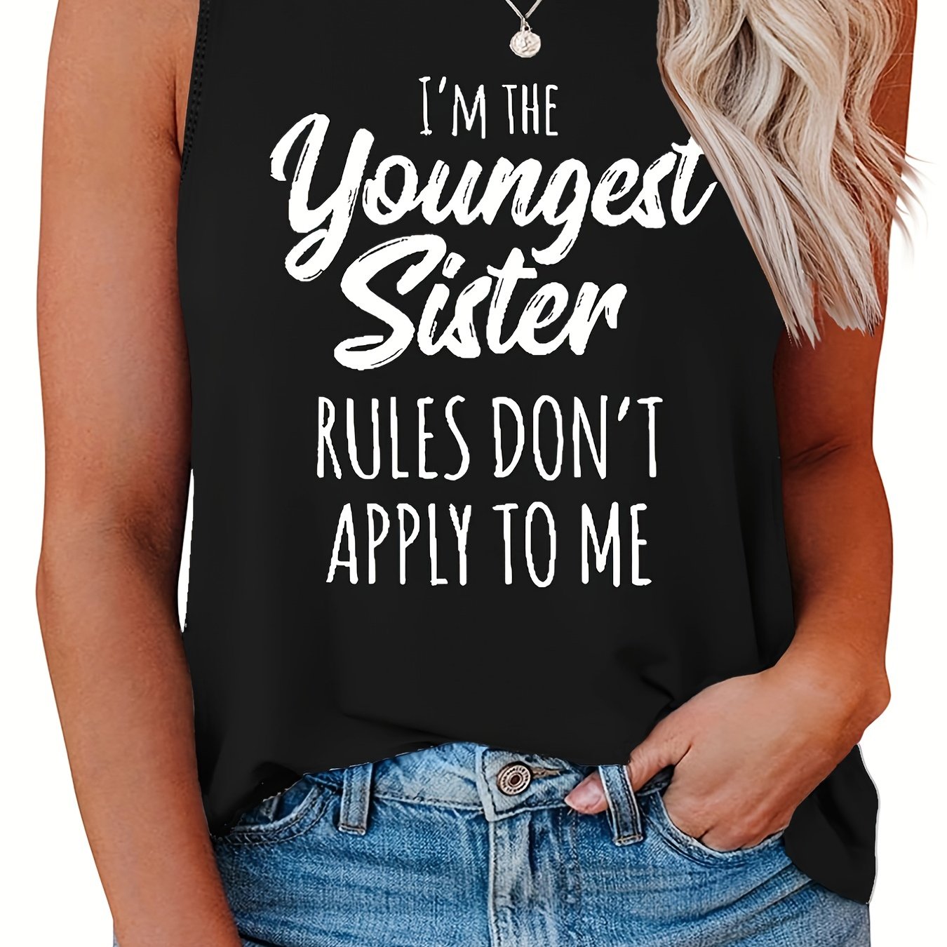  Women's Slogan Print Tank Top