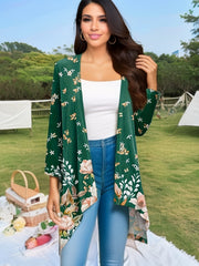  Floral Print Open Front Cardigan