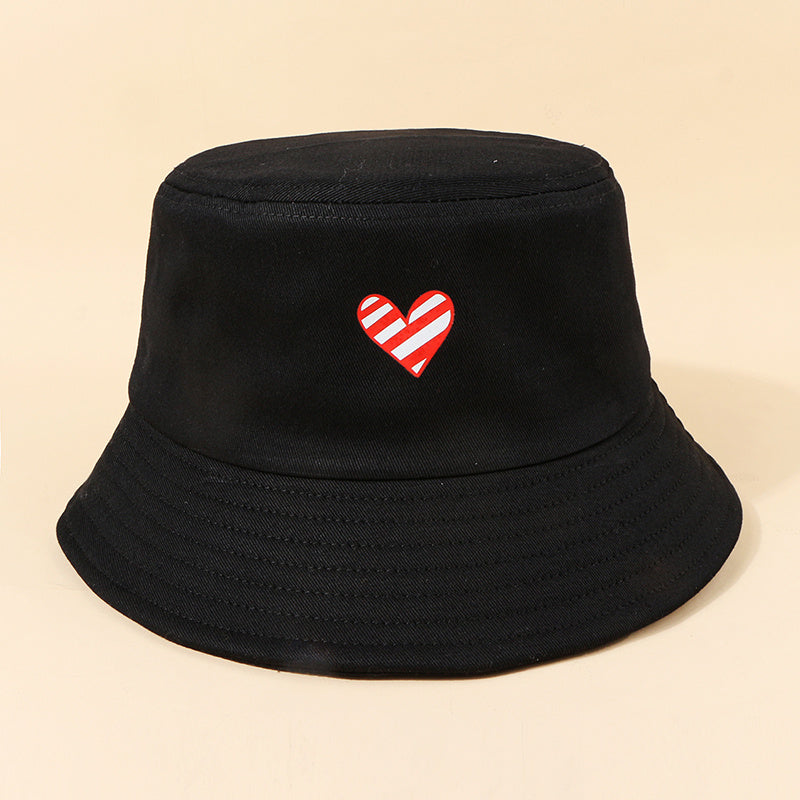 Love Print Bucket Hat Solid Summer Sunscreen Beach Sun Hat
