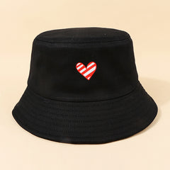 Love Print Bucket Hat Solid Summer Sunscreen Beach Sun Hat