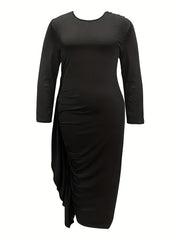 Plus Size Sexy Ruffle Bodycon Midi Dress
