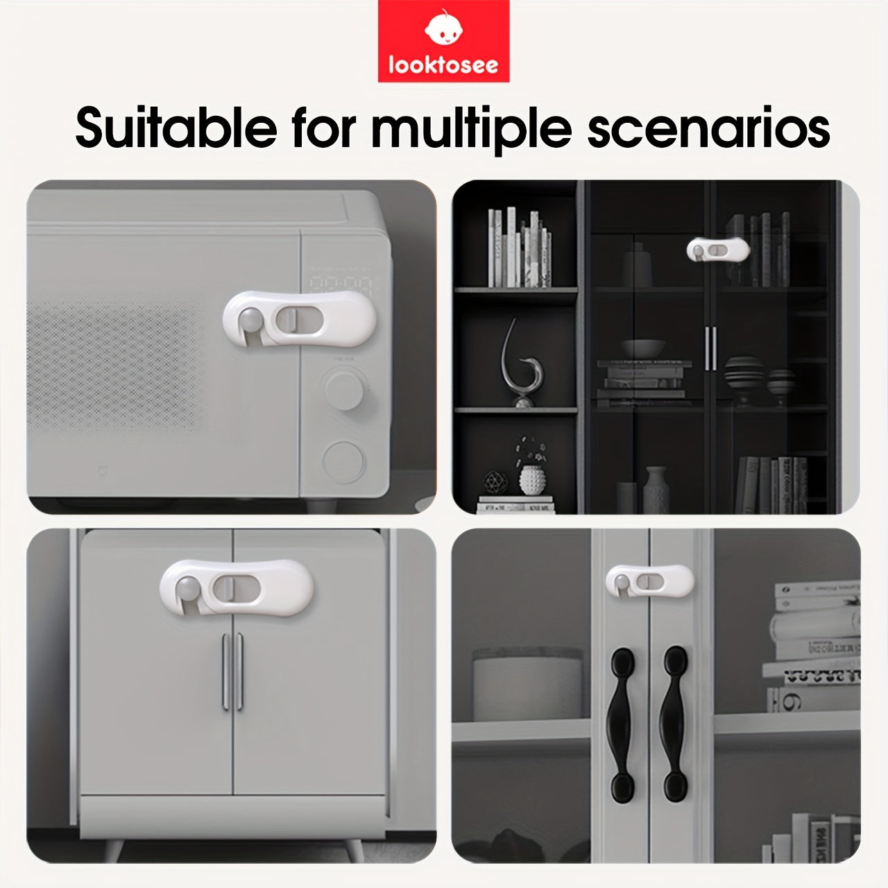 5pcs Child Safety Locks Cabinet Locks Baby Proofing Square Design
