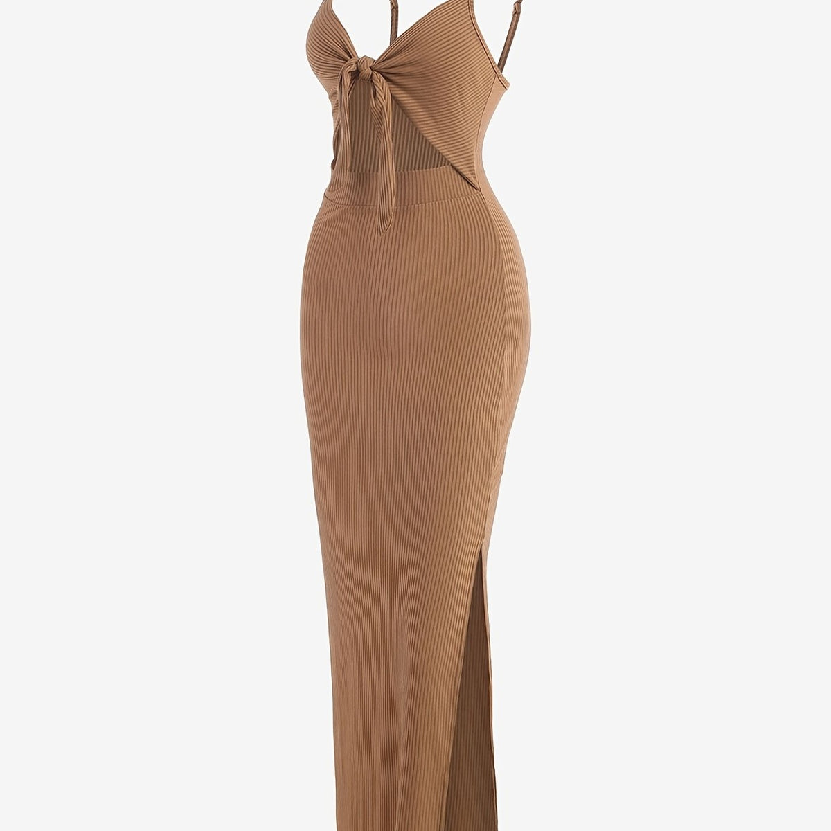 Sexy Ribbed Maxi Dress with Side Split