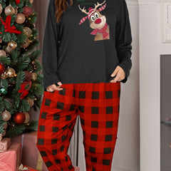  Elk Graphic Tee & Plaid Pants Pajamas Set