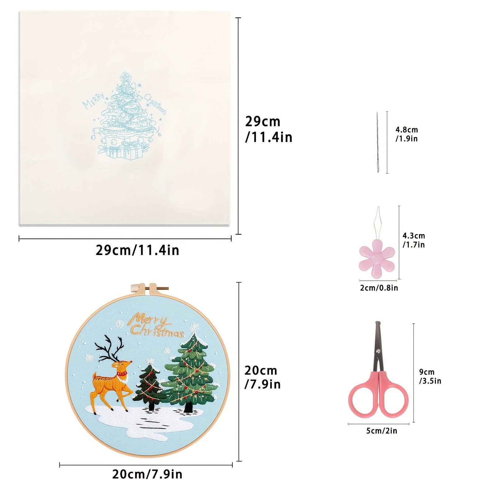 5pcs Embroidery Kit Merry Christmas DIY Adult Beginner Hoop 20 07 Cm