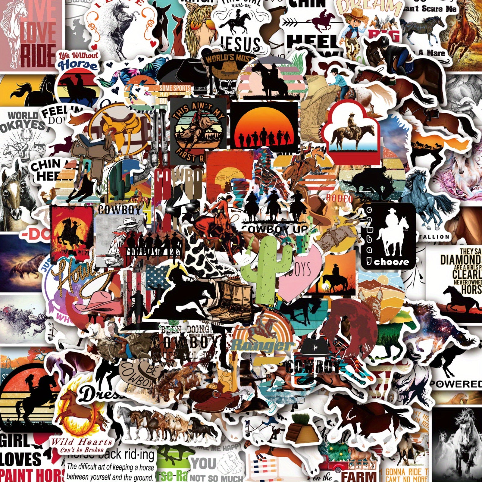 150 Pcs Horse Riding Cowboy Stickers Waterproof Equestrian Decals