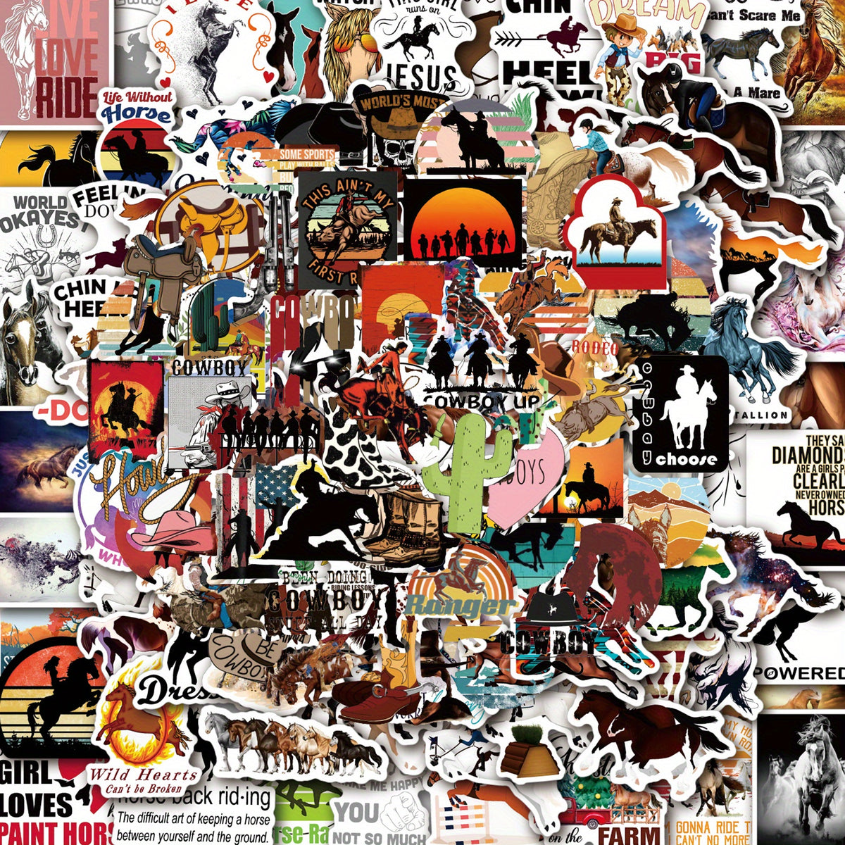150 Pcs Horse Riding Cowboy Stickers Waterproof Equestrian Decals