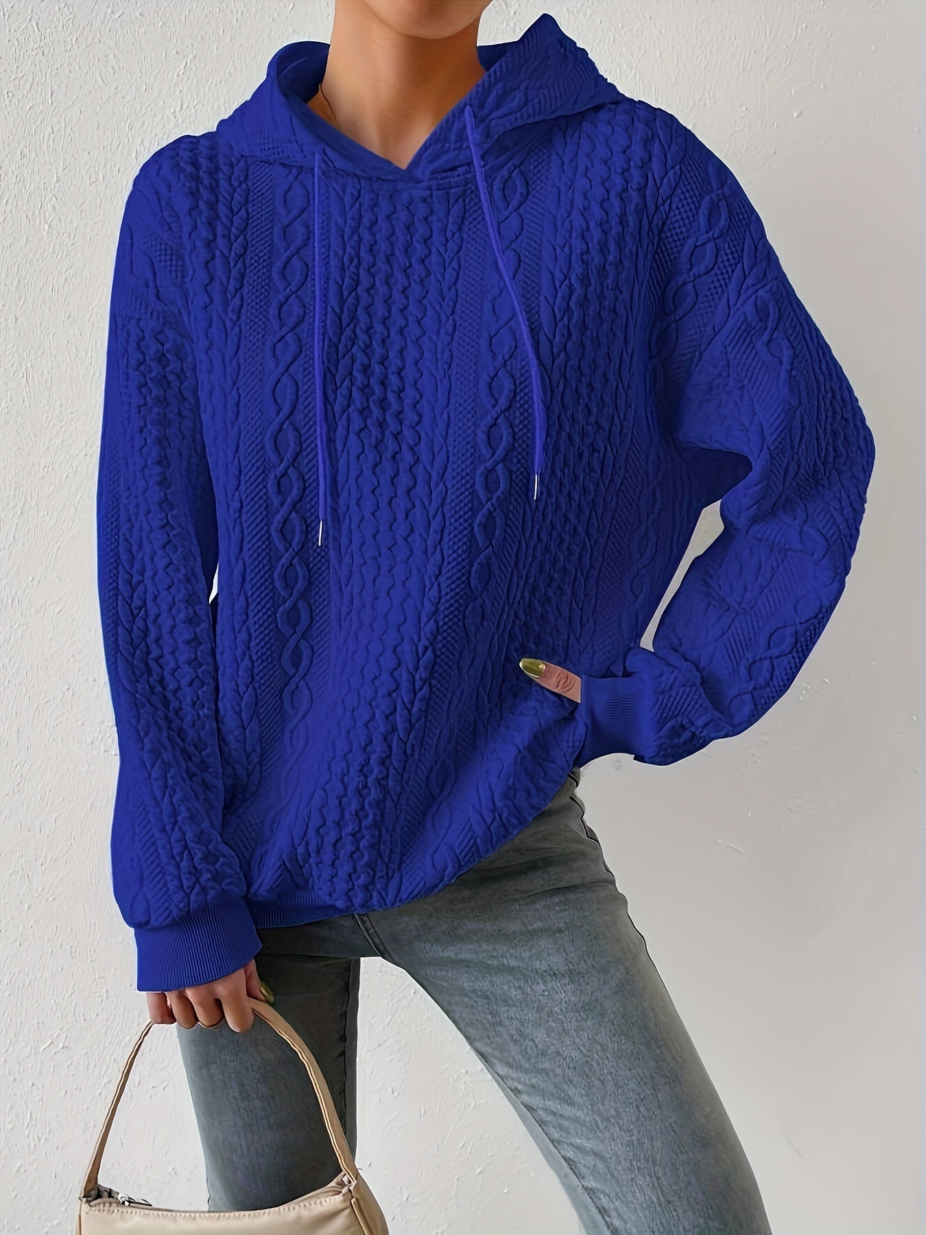 Solid Texture Hoodie Long Sleeve Sweatshirt