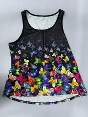 Plus Size Butterfly Print Half Zip Tennis Gym Tank Dress