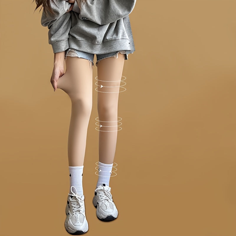 Plush Lined Tights Opaque High Waist Thermal Elastic Leggings