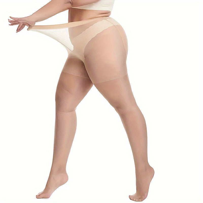 2 Pairs Plus Size Casual Stockings Set Women's Plus Control Top