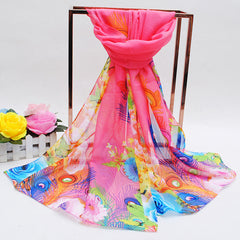 Chiffon Printed Silk Scarf Neckerchief Head Wrap Beach Women Shawl