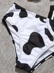 Cow Print Bikini with Shorts Set for Girls