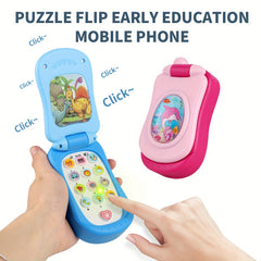 Interactive Cartoon Music Flip Phone Toy for Kids Lights & Sounds