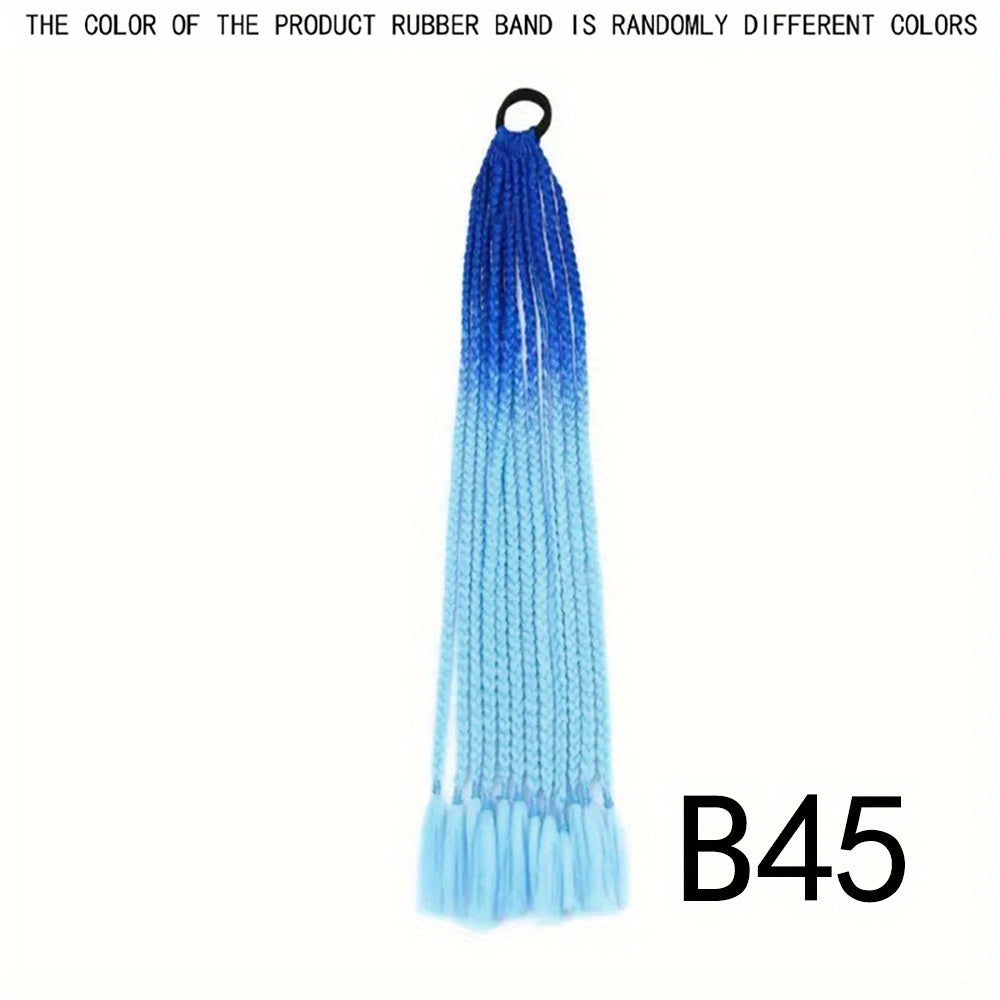 60 96 Cm Long Box Braided Ponytail Extensions Ombre Rainbow Colored