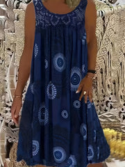  Women's Graphic Print Eyelet Embroidered Tank Dress